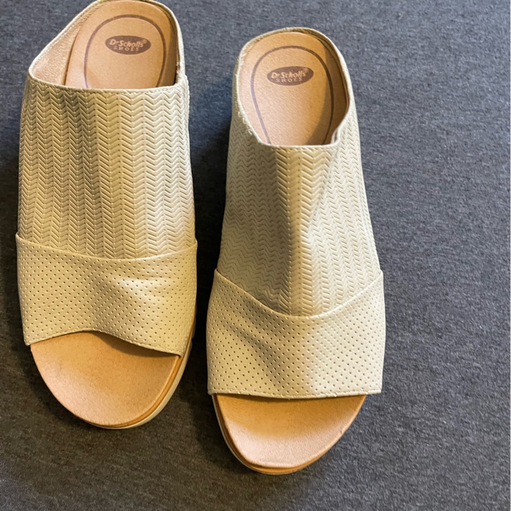 Dr Scholl's Platform Slide Sandals Tan Sz 7